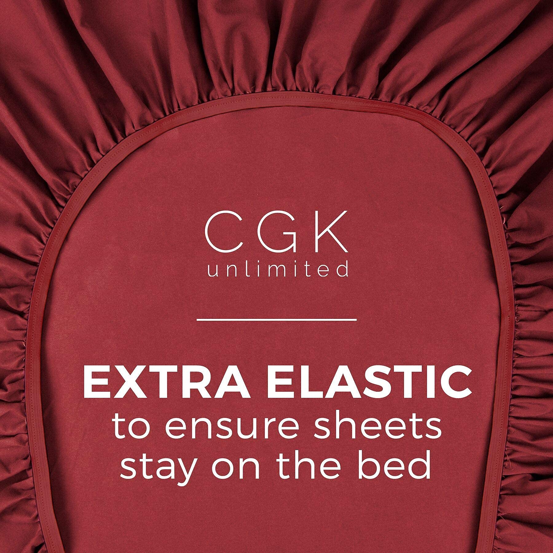 King Size Fitted Bed Sheet - Hotel Luxury Single Fitted Sheet Only - Fits Mattress Up To 16' - Extra Soft, Wrinkle Free, Breathable Sheet For Women, Men, Kids & Teens - Burgundy Single Fitted Sheet