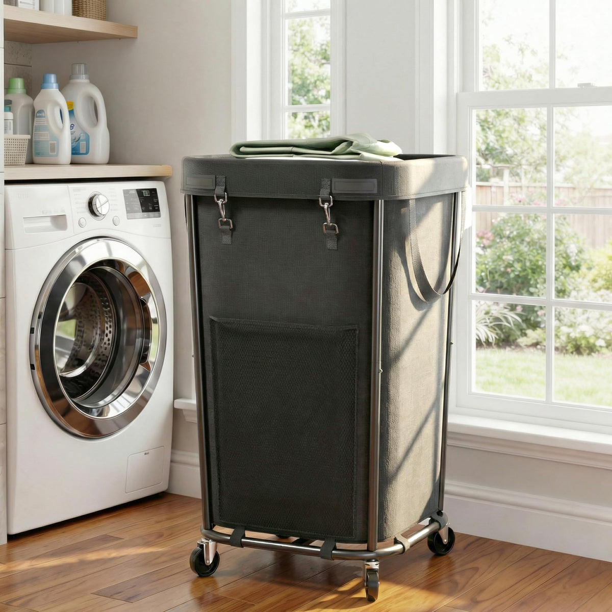Knovkeey Laundry Basket with Wheels Rolling Laundry Basket, Removable Laundry Bag Design for Daily Use in Bathrooms and Laundry 