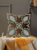 Sajavat Home Velvet & Cotton Beads Embroidery Cushion Cover |18X18 Inches/45X45 Cms| Brown |Pack Of 1| (Eco Friendly)