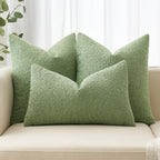 Miulee Set Of 2 Sage Green Throw Pillow Covers 18X18 Inch Decorative Couch Pillow Covers Textured Boucle Accent Solid Spring Pillow Cases Soft For Cushion Chair Sofa Bedroom Livingroom Home Decor