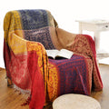 Boho Throw Blanket, Chenille Jacquard Tassels Throw Blankets For Bed Couch Soft Chair? Bohemian Fringe Tassels (Red, S:60X75