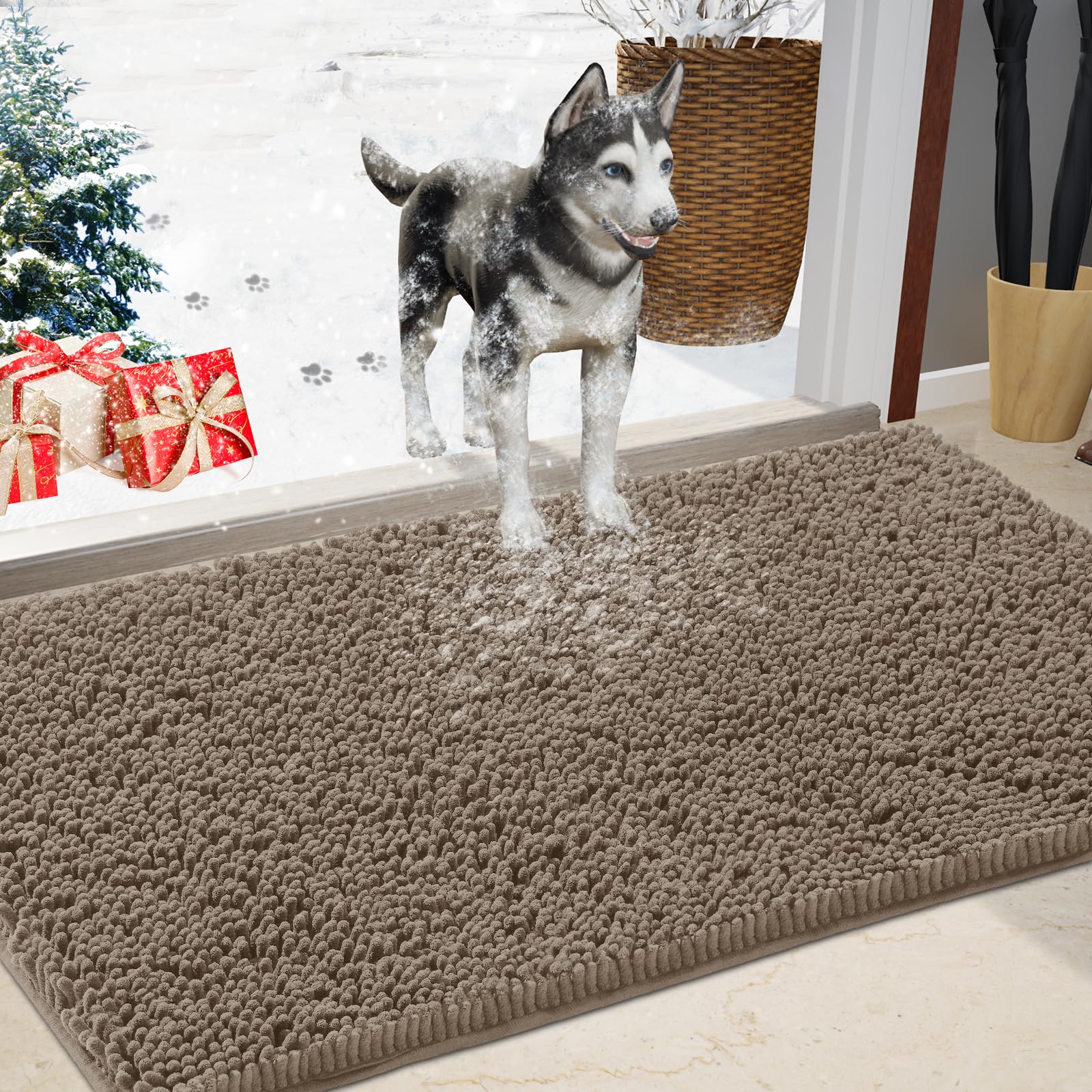Im Home Chenille Absorbent Outdoor Doormat 30' X 20', Washable Muddy Door Mats For Dog Non Slip Indoor Doormat Dog Mat For Mud