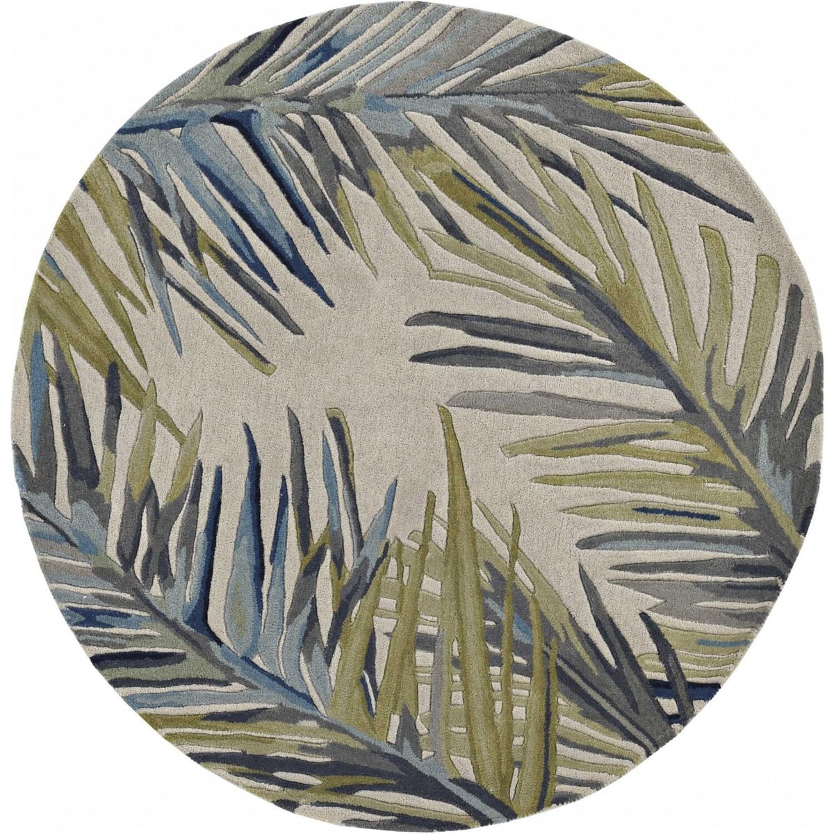 HomeRoots Wool 8'x10' Ivory Hand Tufted Tropical Palms Indoor Area Rug