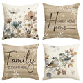Avoin Colorlife Chinoiserie Poppy Flowers Chickadee Home Sweet Home Throw Pillow Covers, 20 X 20 Inch Fall Autumn Family Is Ever
