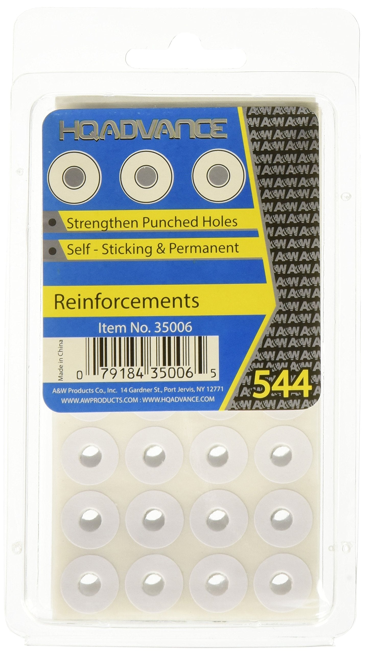 A & W Office Supplies 35006 Self-Sticking Reinforcements 544/Pkg-White