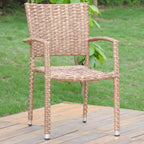 International Caravan Ibiza Resin Pandan Aluminum Square Back Dining Chair (Set Of 6) Dark Coffee