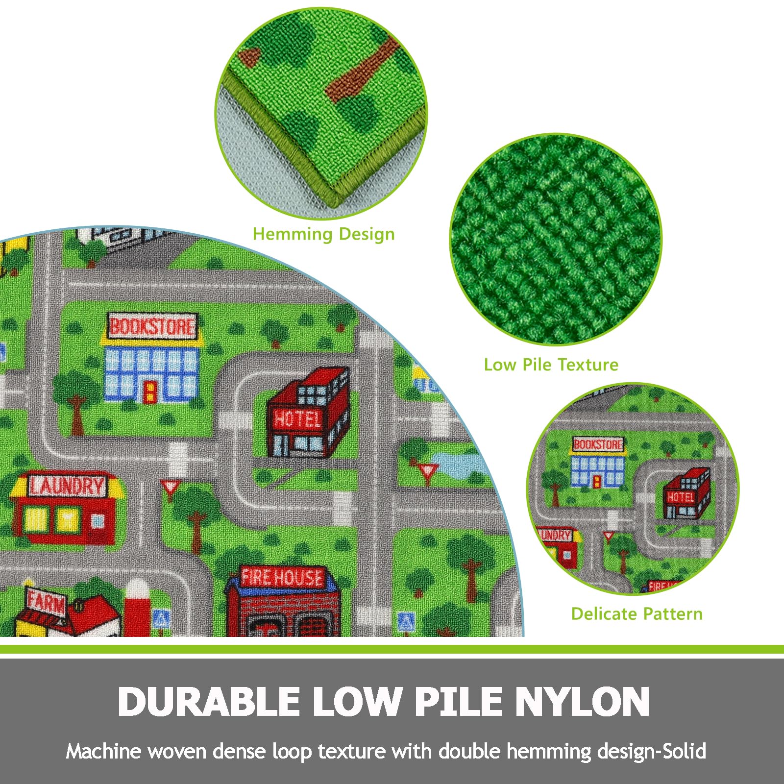 Capslpad Green Car Road Kid Rug Carpet Playmat For Playoom Traffic Road Kids Play Mat For Toddler Non Slip Washable City Map Rac