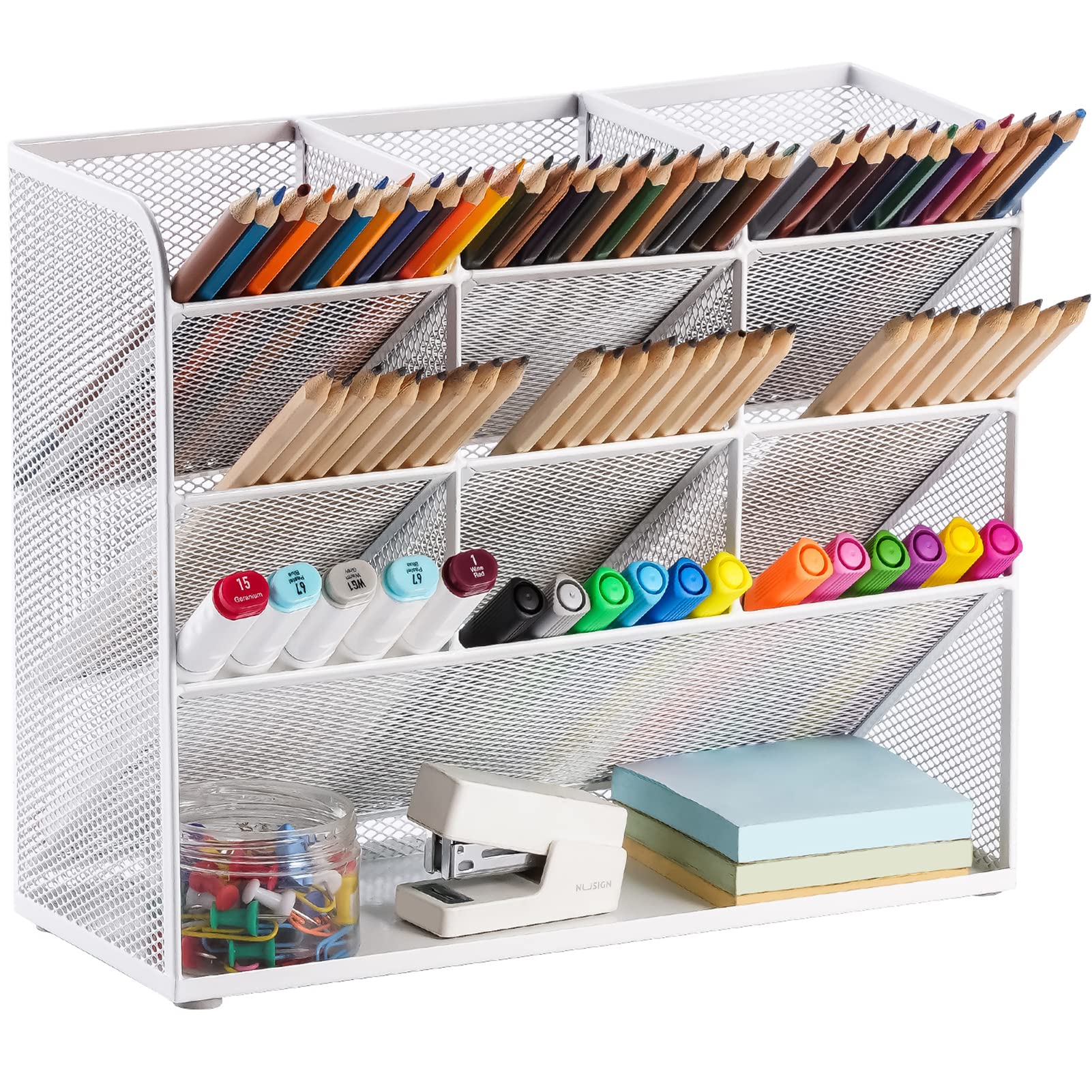 Marbrasse Mesh Desk Organizer, Multi-Functional Pen Holder, Pen Organizer For Desk, Desktop Stationary Organizer, Storage Rack F