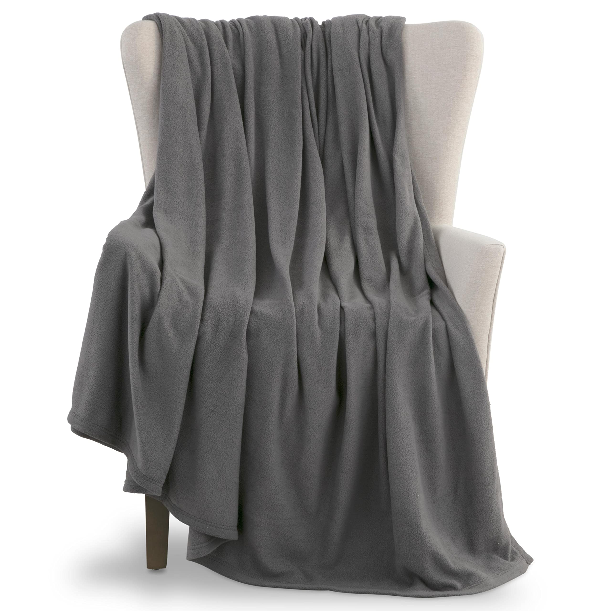 Vellux Fleece Blanket Twin Size - Fleece Bed Blanket - All Season Warm Lightweight Super Soft Throw Blanket - Grey Blanket - Hot