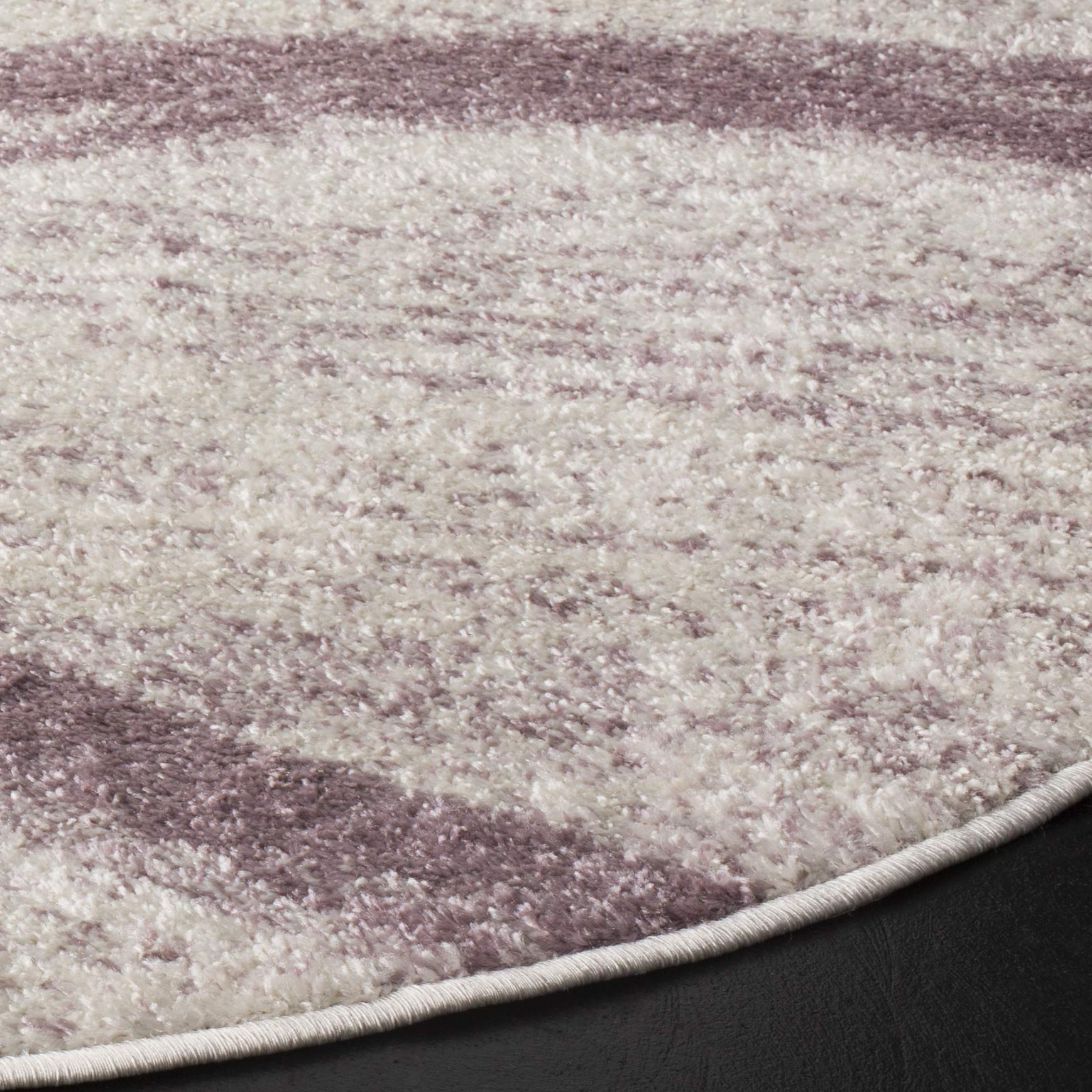 Safavieh Adirondack Collection Area Rug - 8' Round, Cream & Purple, Modern Wave Distressed Design, Non-Shedding & Easy Care, Ide