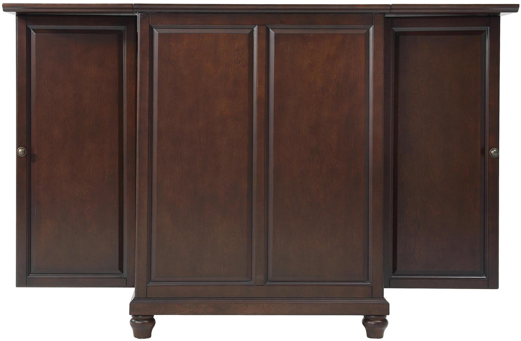 Crosley Furniture Cambridge Expandable Bar Cabinet with Storage Shelves, Drawer, and Wine Rack, Vintage Mahogany