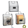 Yuzehuaza Hanging Wall File Organizer Metal Wall Mounted File Holder Folder With Handles And Hooks, Magazine Document Rack, For