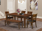 East West Furniture LYFD6-ESP-LC Lynfield 6 Piece Set Contains a Rectangle Dinner Table with Butterfly Leaf and 4 Faux Leather Dining Room Chairs with a Bench, 36x66 Inch
