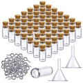 Yungyan 50 Pieces Small Mini Glass Bottles Jars with Cork Stoppers Set, Tiny Cork Glass Bottles with Eye Screws and Small Funnel