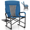ALPHA CAMP Adjustable High Back Director Chair Heavy Duty Camping Chairs with Side Table Oversized Folding Chair Outdoor Chair w