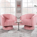 Kromax Swivel Accent Chair with Armrest, Set of 2, Mid Century 360 Degree Swivel Barrel Chair Overstuffed Tufted Velvet, Ideal f
