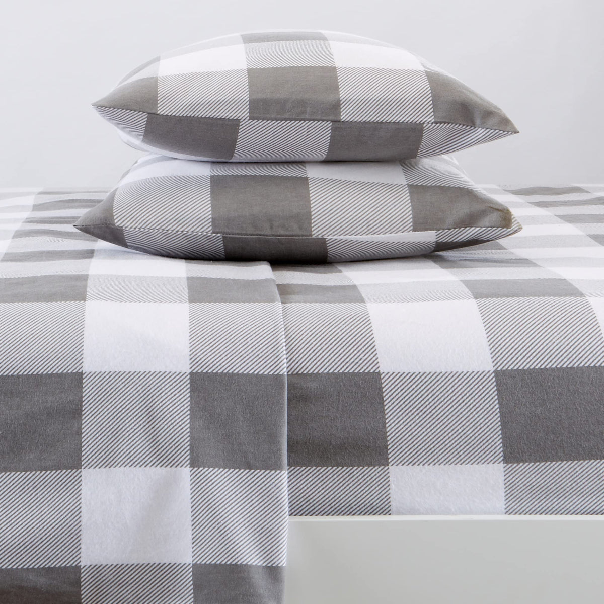 Great Bay Home 100% Turkish Cotton Buffalo Check Plaid Full Flannel Sheets Set | Deep Pocket, Soft Sheets | Warm, Double Brushed