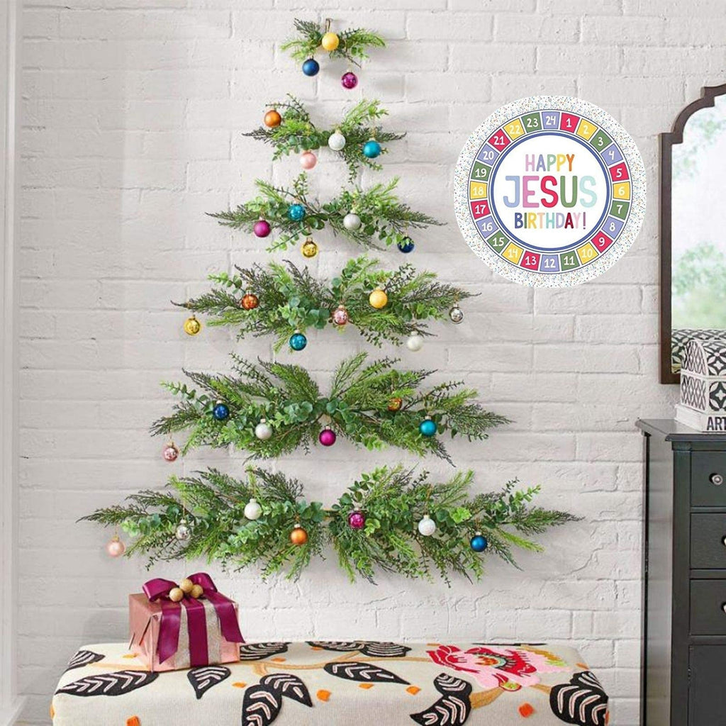 2024 Religious Advent Calendar, Countdown To Christmas, Happy Birthday Jesus, Round Hanging Wall Decor, 13 3/4 Inches