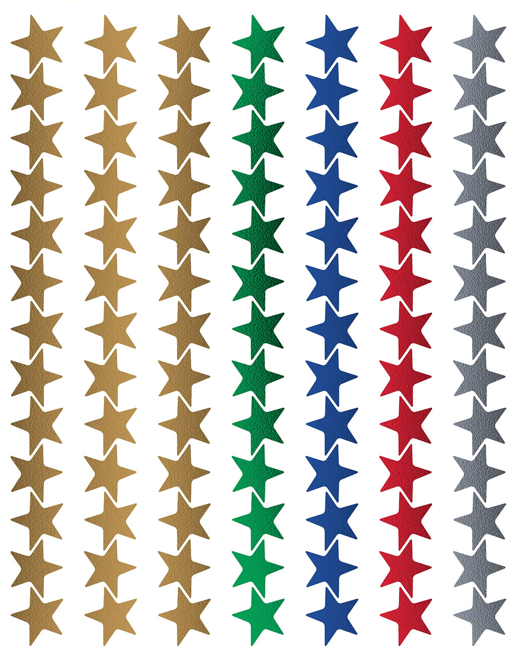 Teacher Created Resources Assorted Foil Stars Stickers Valu-Pak (6644), Red, Blue, Gold, Green, Silver