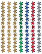 Teacher Created Resources Assorted Foil Stars Stickers Valu-Pak (6644), Red, Blue, Gold, Green, Silver