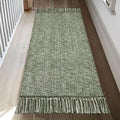 Collive Kitchen Runner Rug, 2 x 4.3 Hand-Woven Reversible Washable Rug, Olive Green/Cream Cotton Modern Farmhouse Bathroom Rug