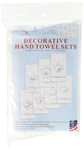 Jack Dempsey Needle Art Jack Dempsey 340-687 Stamped Decorative Hand Towels (Set of 7), 15'' x 30'',Teapots of The Week, White