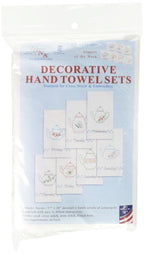 Jack Dempsey Needle Art Jack Dempsey 340-687 Stamped Decorative Hand Towels (Set of 7), 15'' x 30'',Teapots of The Week, White