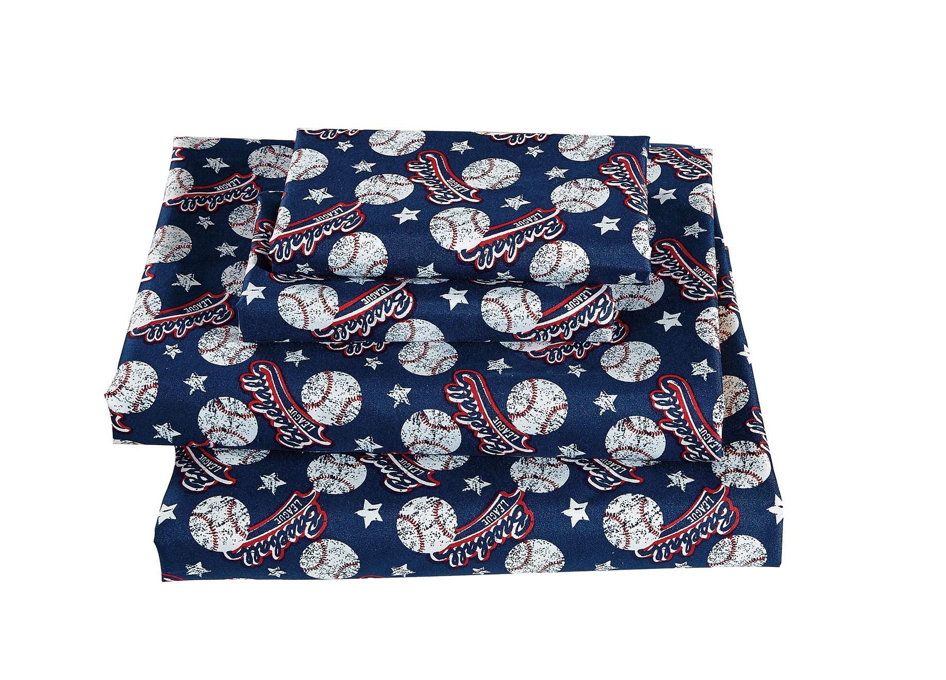 Fancy Collection Sheet Set Vintage Baseball Dark Blue White Red New (Twin)