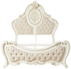 ACME Ragenardus Queen Bed - 27010Q - Beige Linen & Antique White