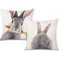 Coeufuedy Spring Easter Pillow Covers 18 X 18 Set Of 2 Cute Rabbit Bunny Tail Linen Easter Decorative Cushion Case For Sofa Couc