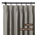 Twopages Light Gray Pinch Pleated Drape Linen Light Filtering Room Darkening Curtain For Bedroom, Double Layer Lined Curtain Win