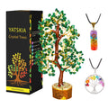 YATSKIA Green Aventurine Gemstone Tree Natural Stone Feng Shui Wire Bonsai Seven Chakra Jewelry Trees of Life Necklace Good Luck