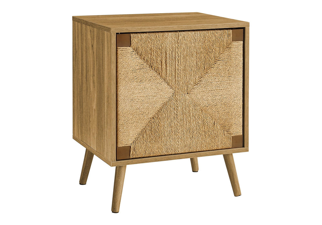 Monarch Specialties I 2794 Accent Table, End, Light Walnut Laminate, Seagrass, Modern