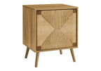 Monarch Specialties I 2794 Accent Table, End, Light Walnut Laminate, Seagrass, Modern