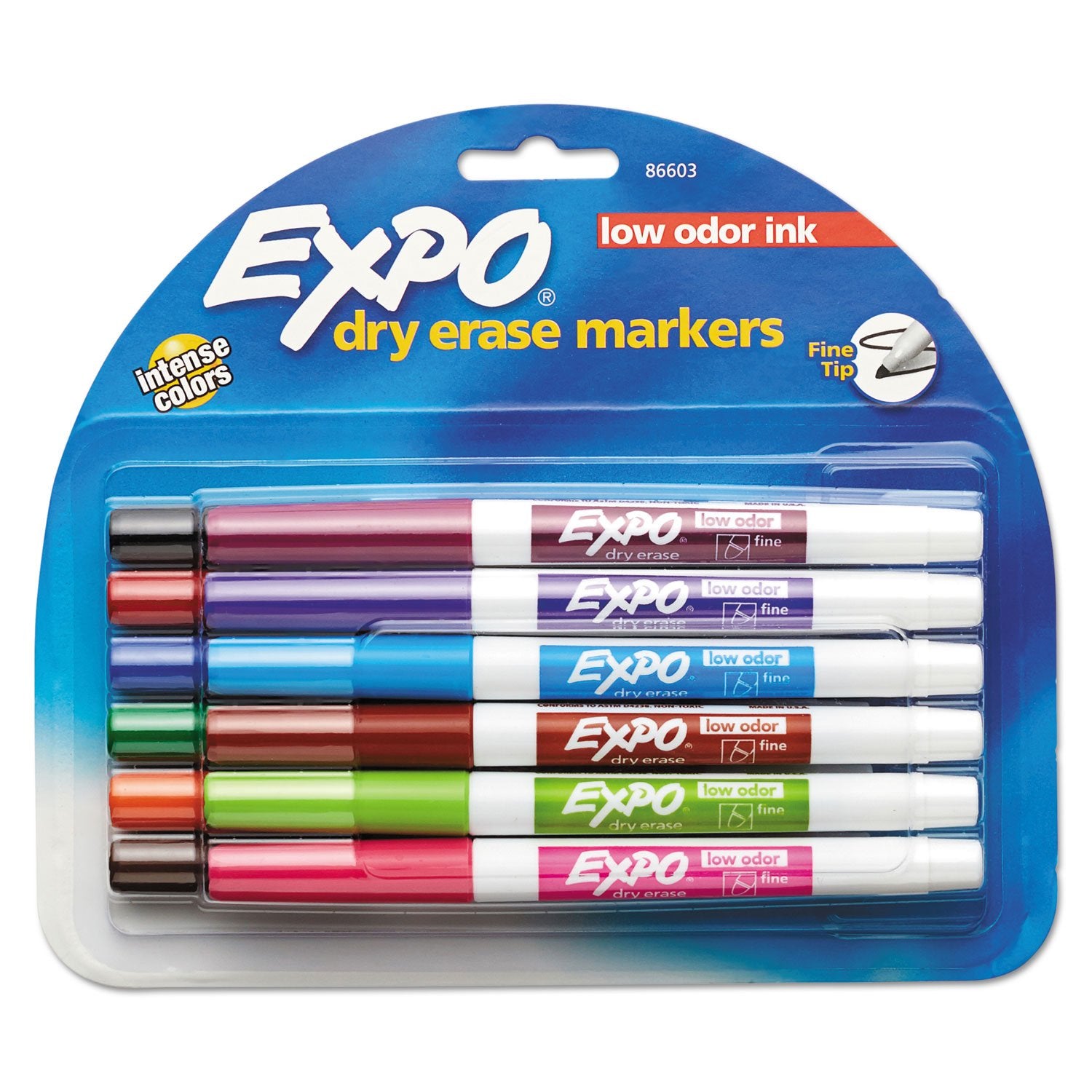 Expo 86603 Low Odor Dry Erase Marker Fine Point Assorted 12/Set
