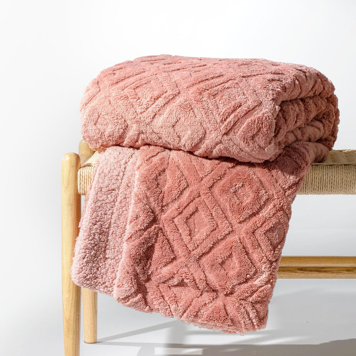 Evergrace Jacquard Boho Sherpa Fleece Throw Blanket For Couch, Super Soft Cozy Fuzzy Plush Blankets For All Seasons, Reversible