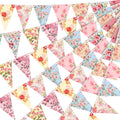 Funtery 5 Pcs Retro Bright Floral Paper Garland Chic Tea Party Decorations Wildflower Garland Floral Triangle Banner for Wedding