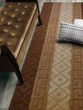 ORFA HOME Custom Size Hallway Runner Rug, Slip Resistant, 26 Inch Wide X Your Choice of Length, Meander Brown, 26 Inch X 26 feet