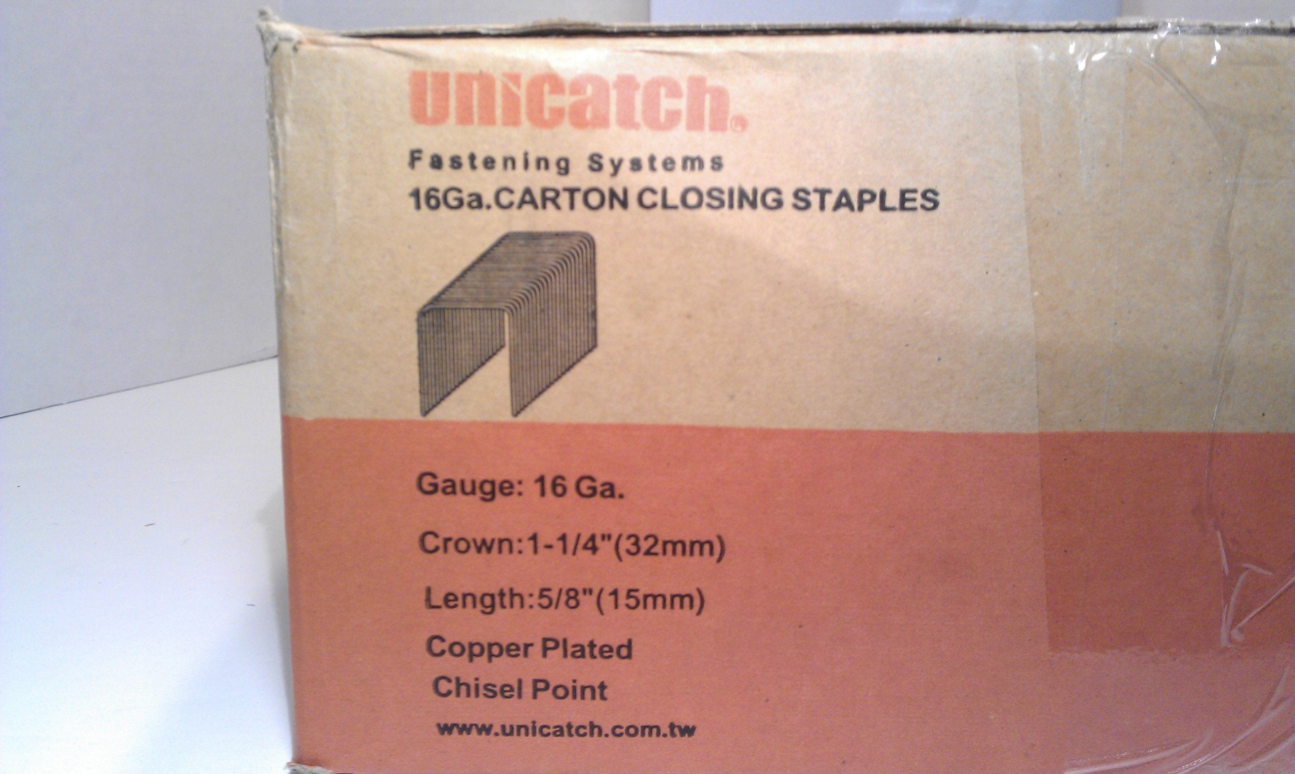 Copper Carton Staples C5/8 Jk561/15 Box Staple 2,000 Count 1 1/4' Crown X 5/8' L By Unicatch