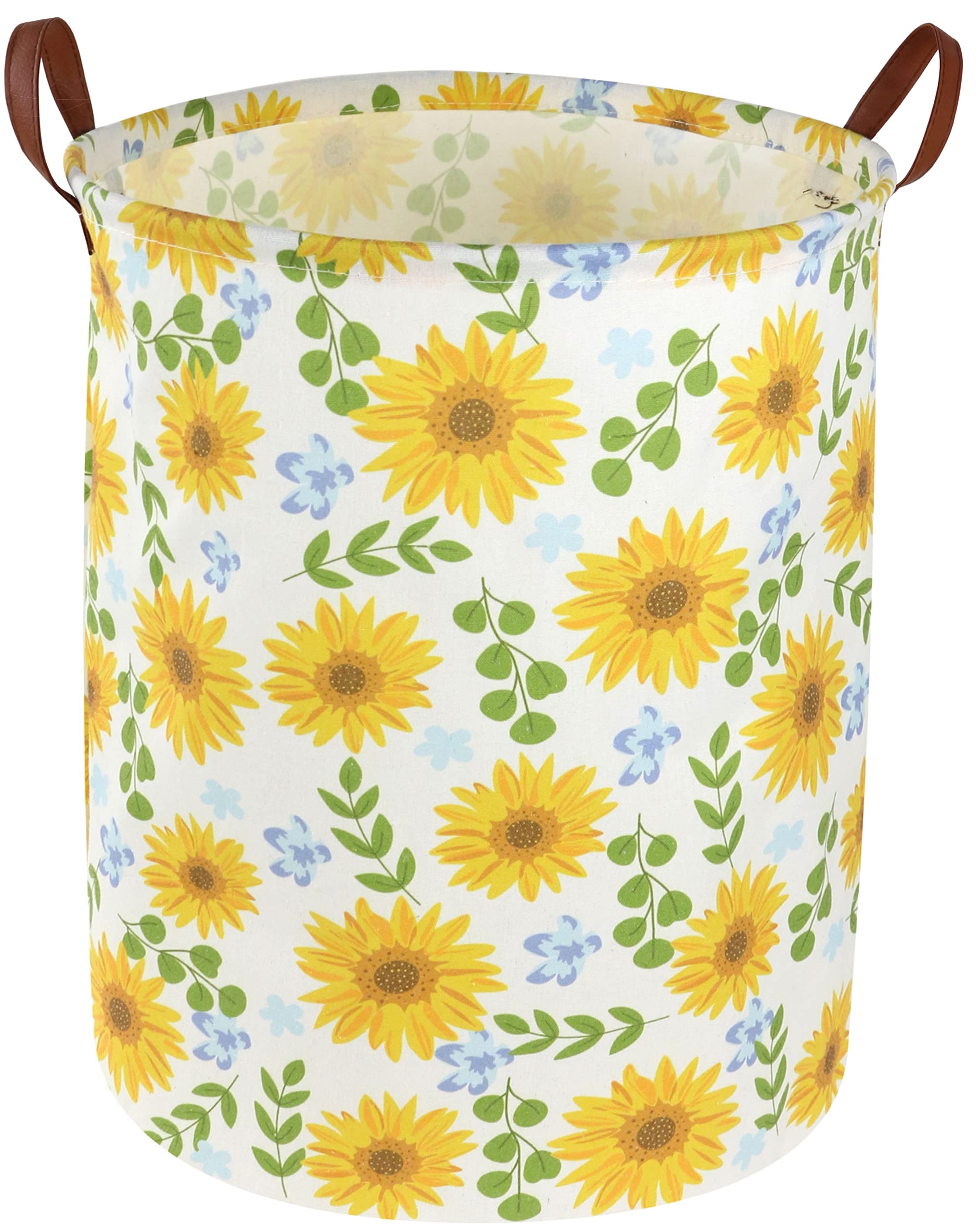 Essme Baby Girls Laundry Hamper, Baby Storage Basket for Girls Sunflower Bedroom Decor, Nursery Hamper,Yellow Hamper,Gift Basket