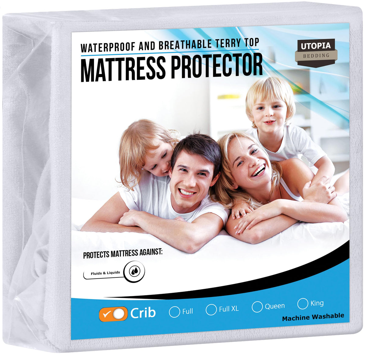 Utopia Bedding Waterproof Mattress Protector Crib Size, Premium Terry Mattress Cover 200 Gsm, Breathable, Fitted Style With Stre