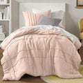 Comfort Spaces Blush Twin Size Duvet Cover Set - 2 Pieces Pintuck Pleated Duvet Cover Twin, All Season Lightweight, Extra Softness Pre-Washed Microfiber Twin Bedding Cover Shams, Twin/Twin Xl