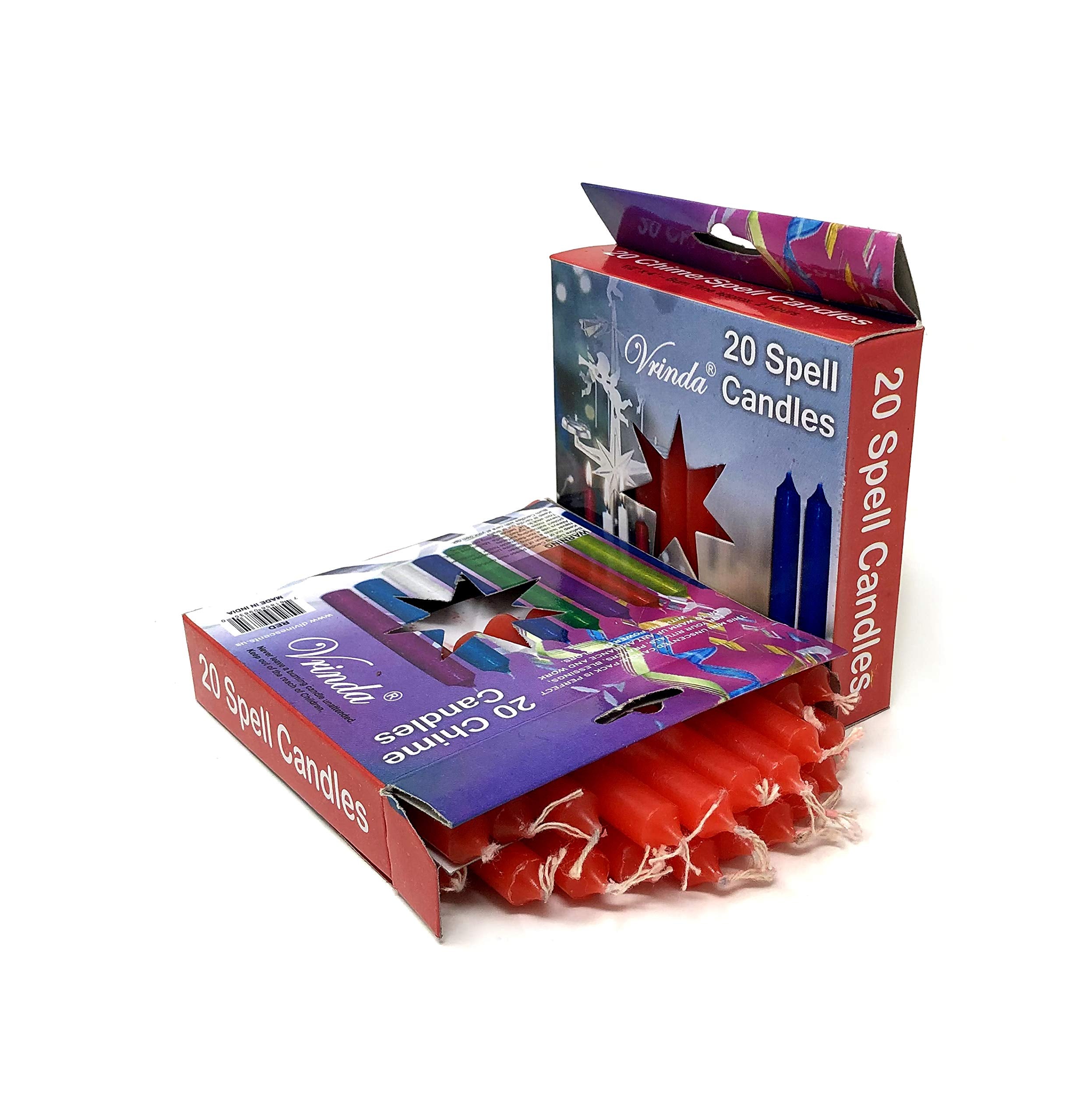 Vrinda 4 Mini Chime Ritual Spell Unscented Taper Candles - Set of 20 (Red)