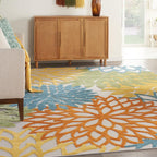 Nourison Aloha Indoor/Outdoor Floral Turquoise Multicolor 7'10' X 10'6' Area Rug, (8' X 11')