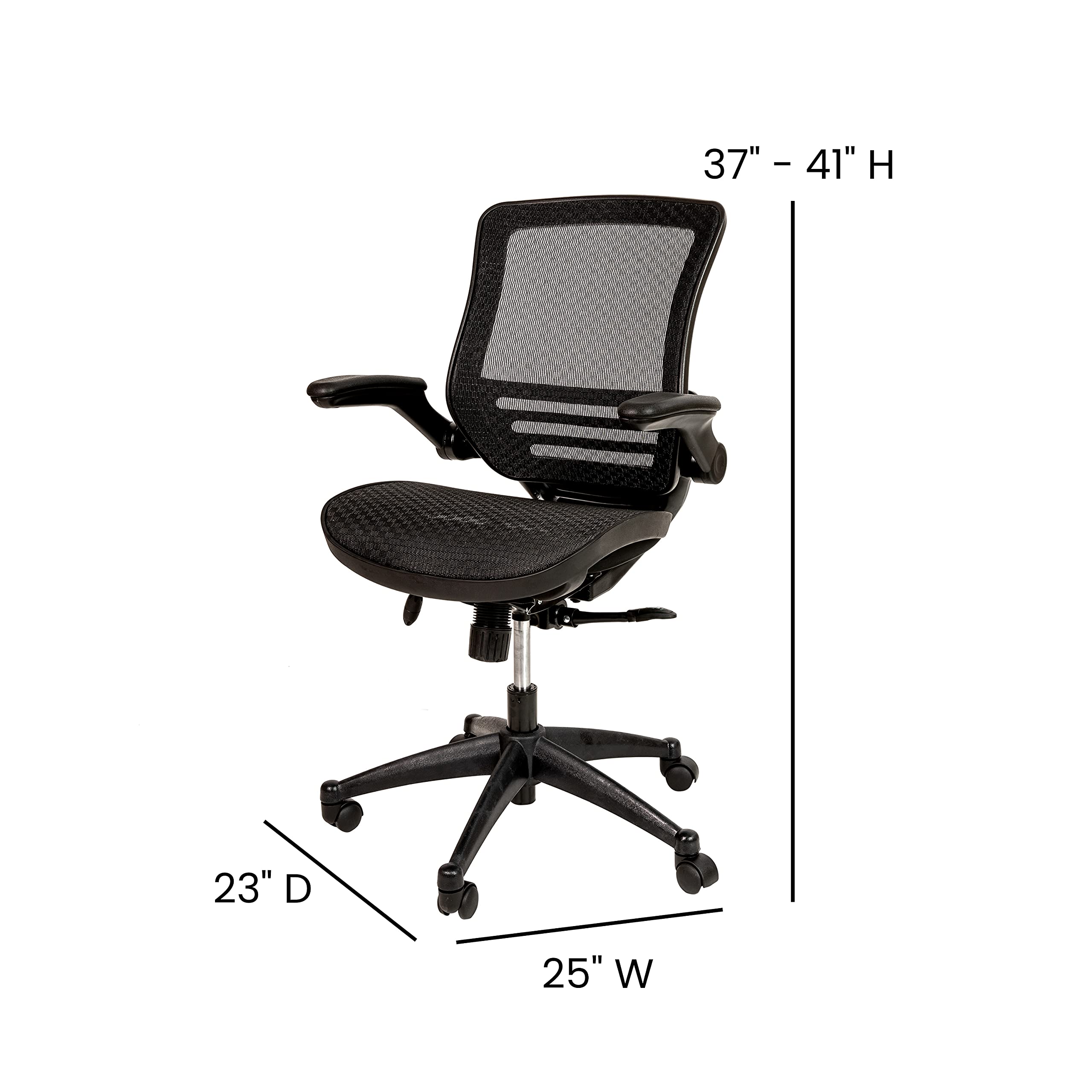 Flash Furniture Warfield Mid-Back Transparent Black Mesh Executive Swivel Office Chair with Black Frame and Flip-Up Arms