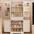 Gizoon 71' Tall Kitchen Pantry Cabinet With Doors And Shelves Large Stand Up Pantry Storage Cabinet With Drawer Large Food Cupboard Storage Cabinet For Kitchen Bathroom Craft Room, White
