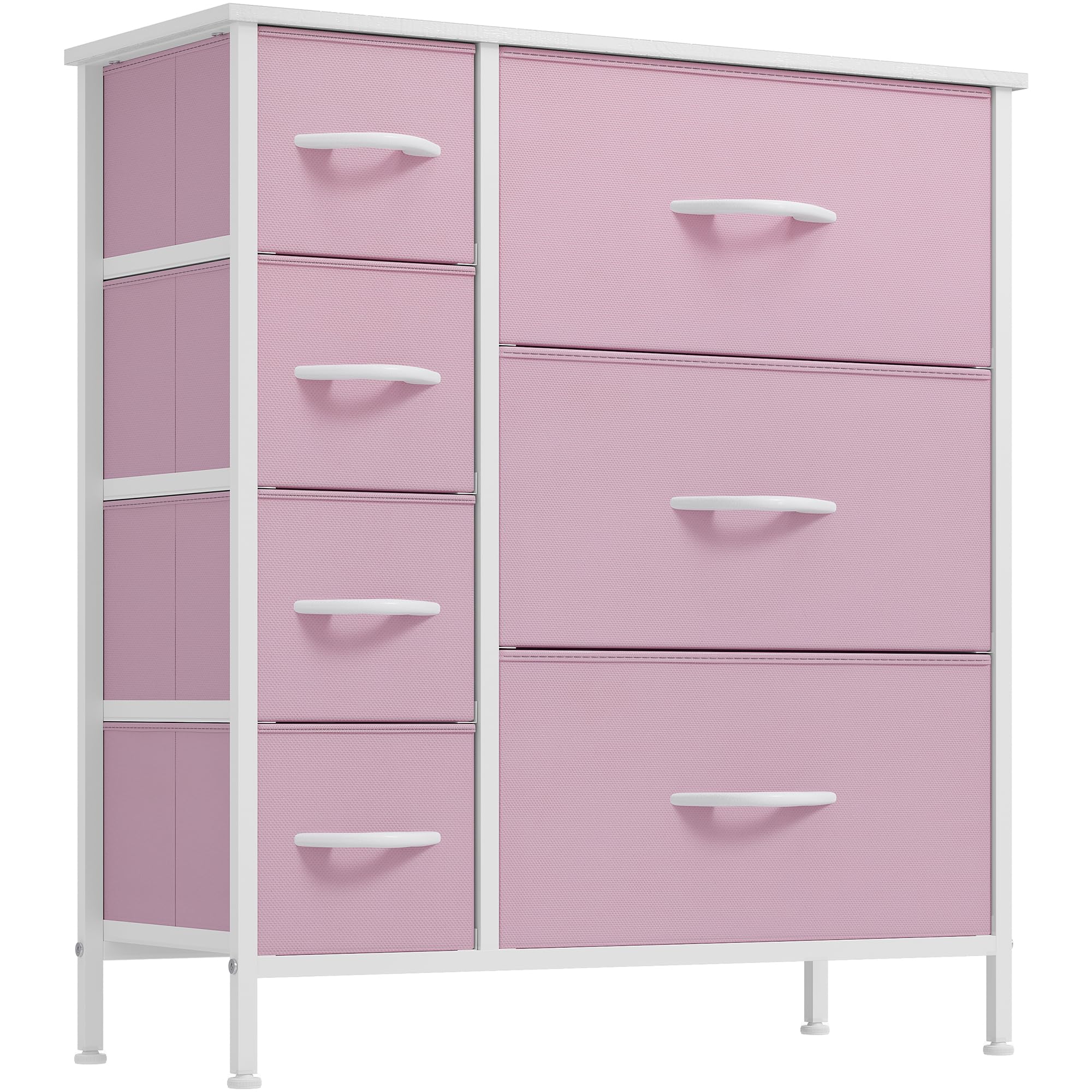 YITAHOME Pink Dresser for Bedroom, 7 Drawers Fabric Dresser, Organizer Unit for Living Room, Hallway, Closets - Sturdy Steel Fra