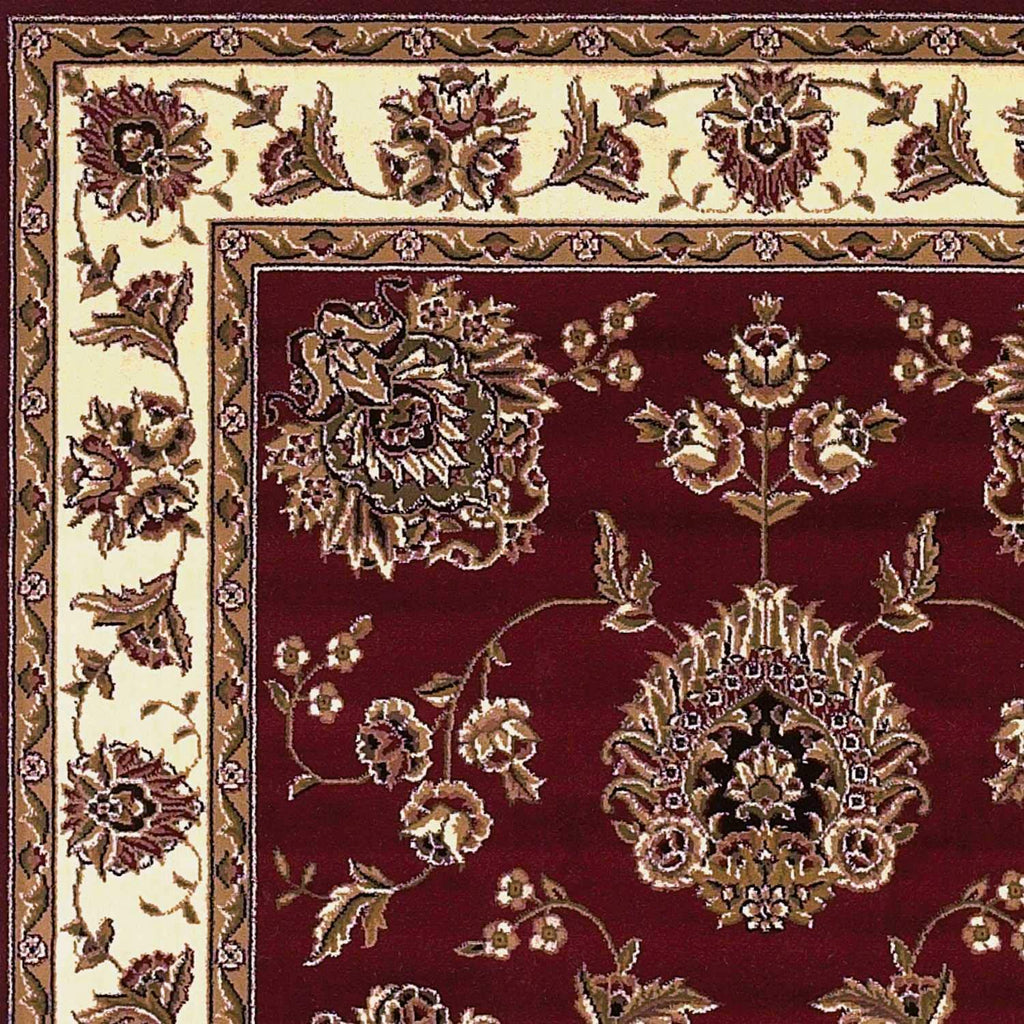 HomeRoots Red/Ivory Polypropylene 2'x3' Red Ivory Machine Woven Floral Traditional Indoor Accent Rug