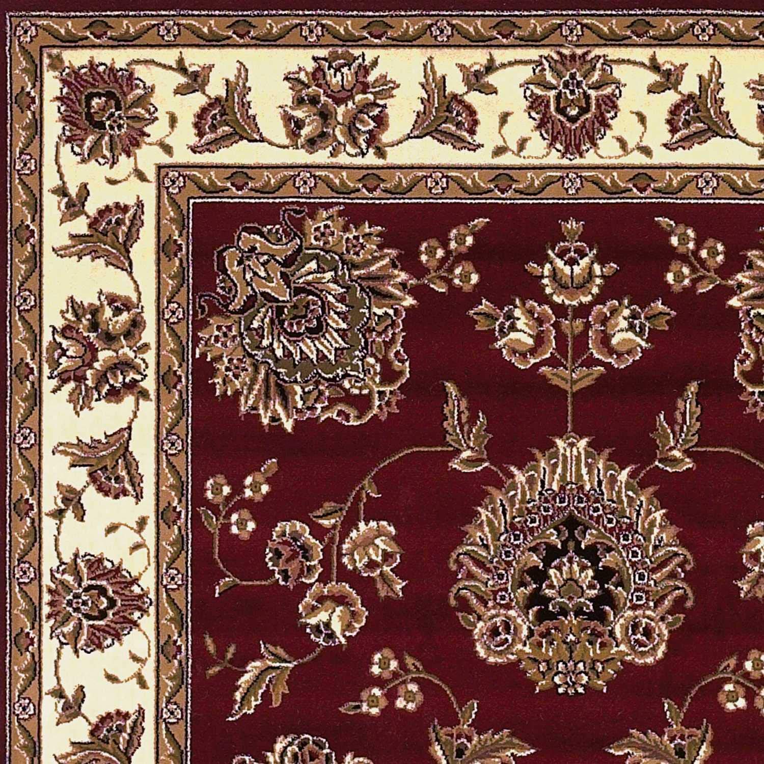 HomeRoots Red/Ivory Polypropylene 2'x3' Red Ivory Machine Woven Floral Traditional Indoor Accent Rug