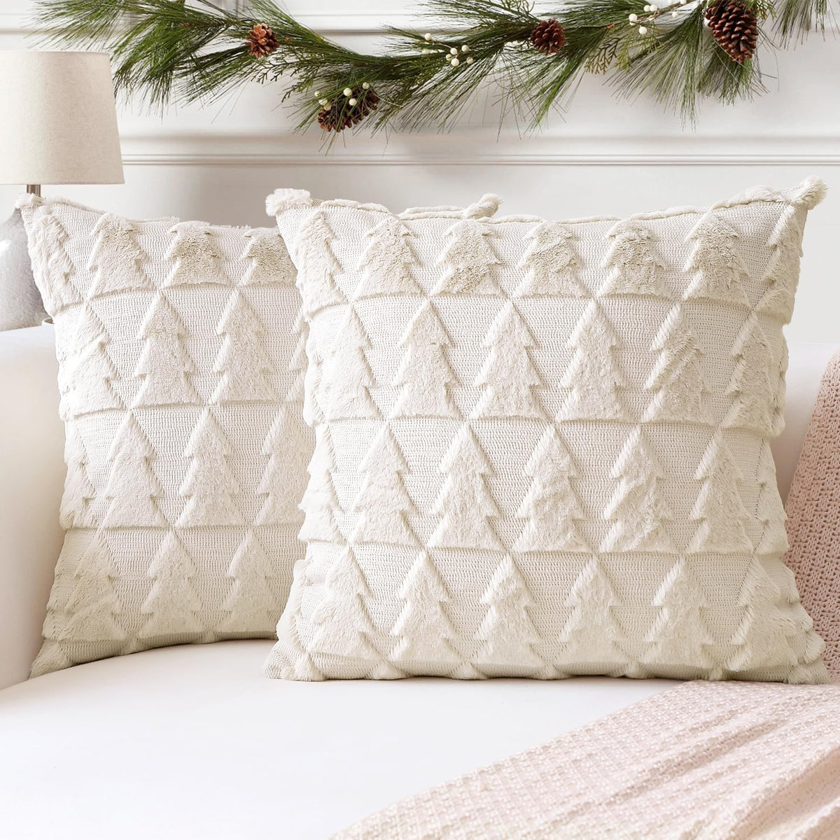 Otostar Set Of 2 Soft Plush Short Wool Velvet Decorative Throw Pillow Covers Square Luxury Style Cushion Case Pillow Shell For S